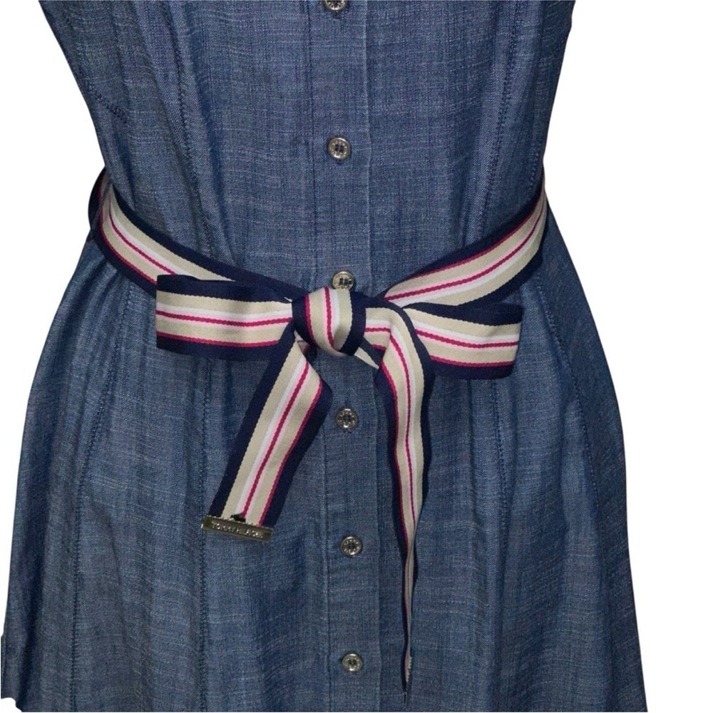 Tommy Hilfiger Denim Blue Sleeveless Dress with Belt - Picture 5 of 10